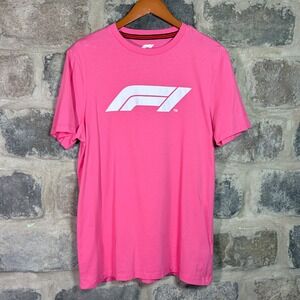 Formula 1 Official Logo Graphic T-Shirt Pink Women's Large F1 Racing Tee Casual